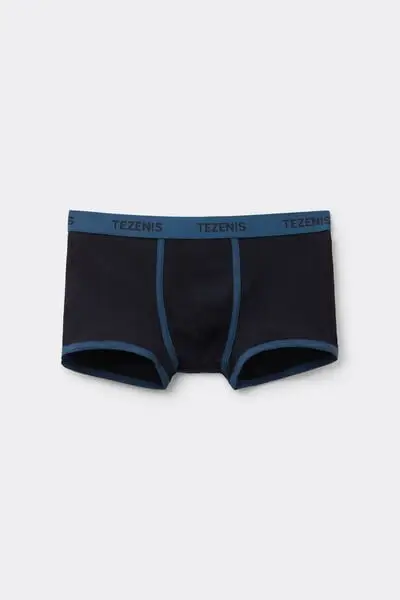 Boxer in Cotone a Costine con Elastico Logato Uomo Blu