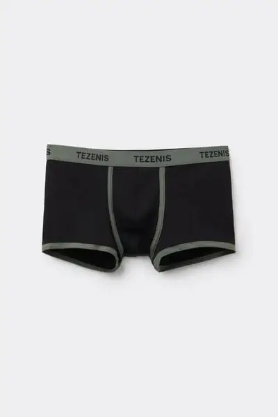 Boxer in Cotone a Costine con Elastico Logato Uomo Nero