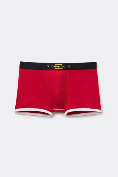 Boxer in Cotone con Logo Stampa Natalizia Uomo Rosso