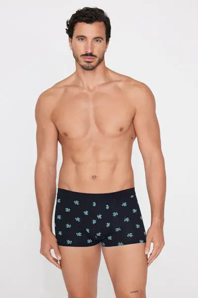 Boxer in Cotone Elasticizzato Stampato Uomo Blu miniatura 2