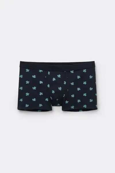 Boxer in Cotone Elasticizzato Stampato Uomo Blu