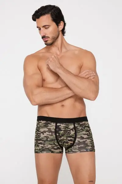 Boxer in Cotone Elasticizzato Stampato Uomo Stampa miniatura 2