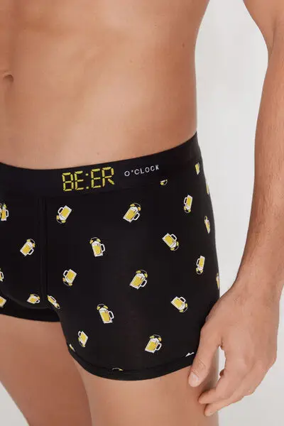 Boxer in Cotone Stampato Bordi a Contrasto con Logo Uomo Animalier miniatura 3