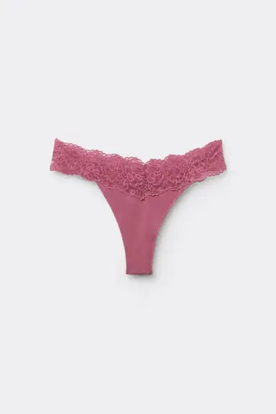 Tezenis Brasiliana Donna Rosa in Cotone e Pizzo Riciclato