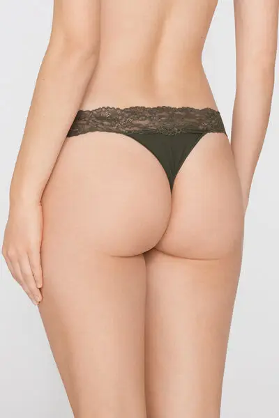 Brasiliana Cotone e Pizzo Riciclato Donna Verde miniatura 3