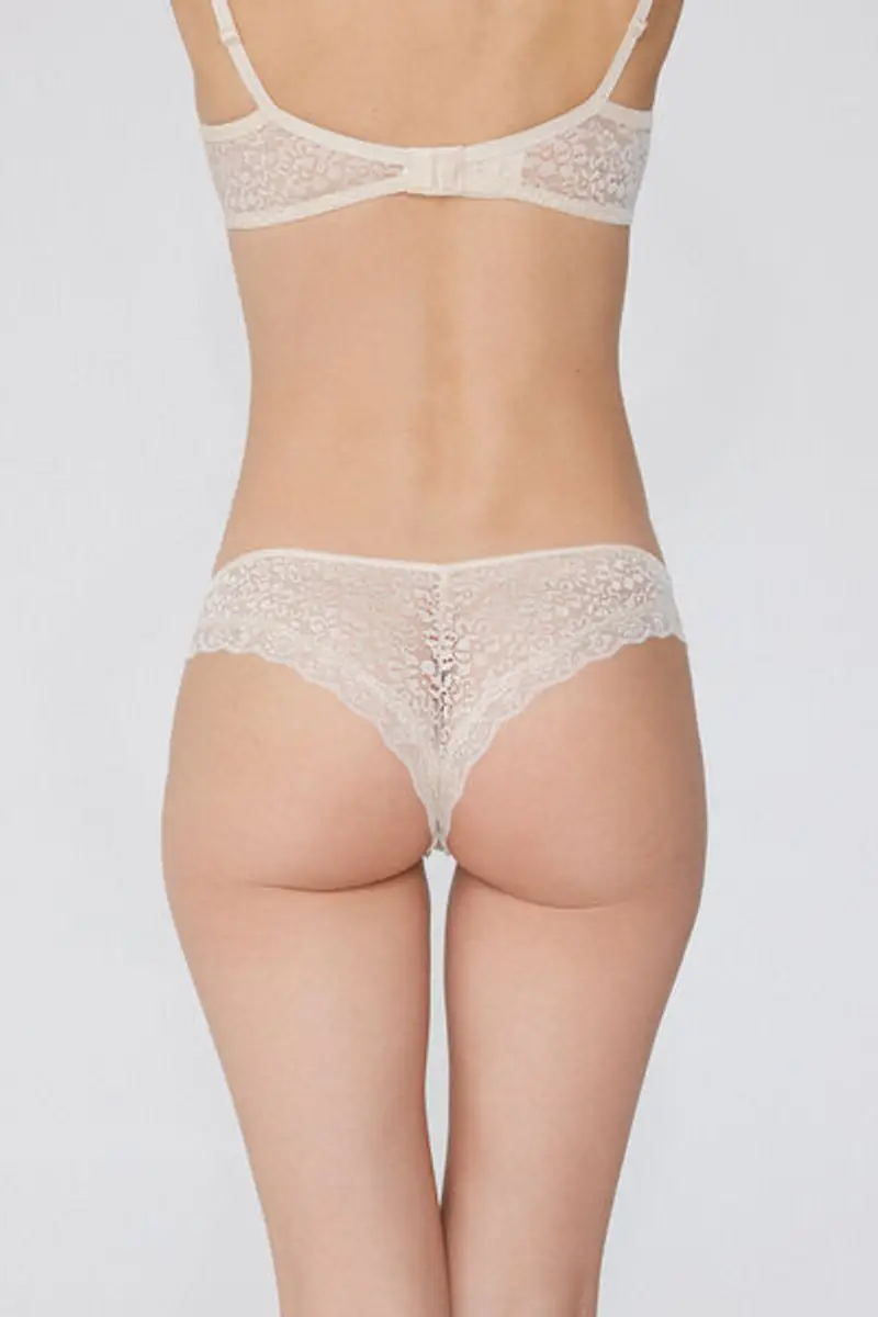 Tezenis Brasiliana Taglio Vivo Cotone Organico e Pizzo Riciclato Donna Avorio Taglia L miniatura 2