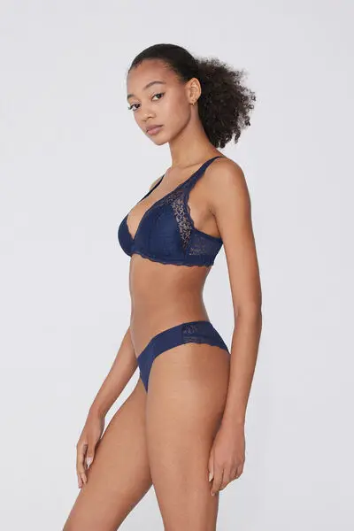 Brasiliana Taglio Vivo Cotone Organico e Pizzo Riciclato Donna Blu miniatura 2