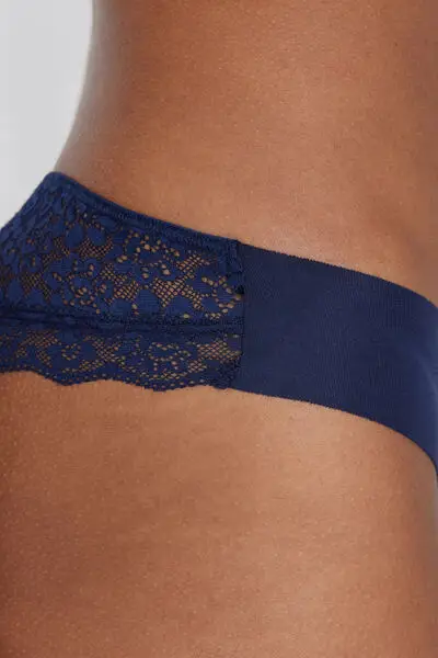 Brasiliana Taglio Vivo Cotone Organico e Pizzo Riciclato Donna Blu miniatura 3