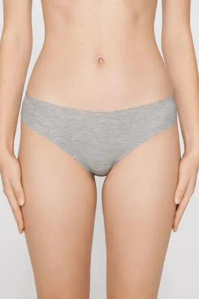 Brasiliana Taglio Vivo Cotone Organico e Pizzo Riciclato Donna Grigio miniatura 2