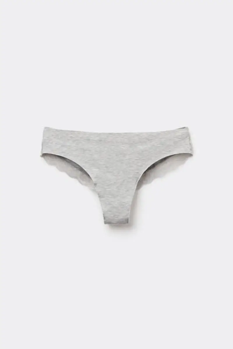 Tezenis Brasiliana Taglio Vivo Cotone Organico e Pizzo Riciclato Donna Grigio Taglia L