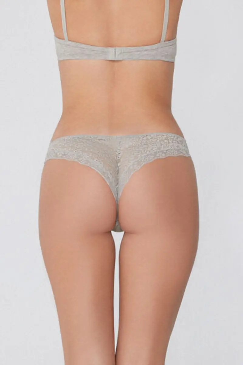 Tezenis Brasiliana Taglio Vivo Cotone Organico e Pizzo Riciclato Donna Grigio Taglia L miniatura 2