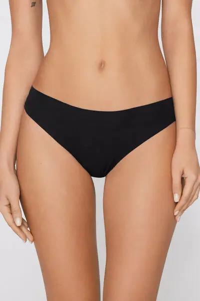 Brasiliana Taglio Vivo Cotone Organico e Pizzo Riciclato Donna Nero miniatura 2