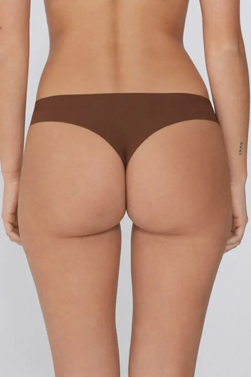 Tezenis Brasiliana Taglio Vivo in Microfibra Riciclata Donna Marrone Taglia XL miniatura 2