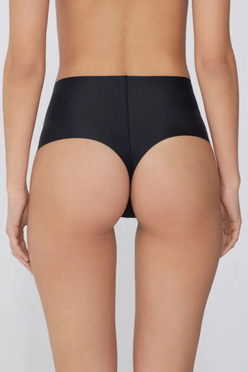 Tezenis Brasiliano Alto Shaping Taglio Vivo Donna Nero Taglia L miniatura 2