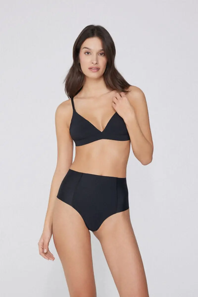 Tezenis Brasiliano Alto Shaping Taglio Vivo Donna Nero Taglia L miniatura 3
