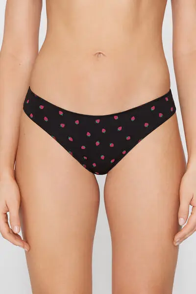 Brasiliano Cotone con Stampa Allover Donna Nero miniatura 2