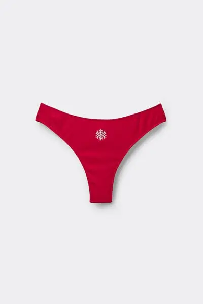 Brasiliano Cotone Costine con Ricamo Donna Rosso