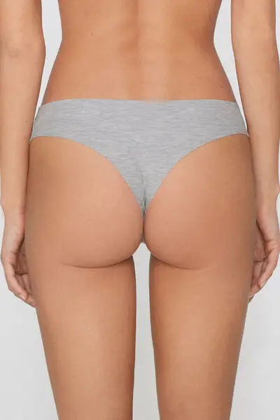 Brasiliano Cotone Taglio Vivo con Stampa Donna Grigio miniatura 3