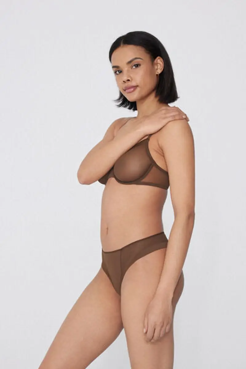 Tezenis Brasiliano Essential Tulle Donna Marrone Taglia S miniatura 3