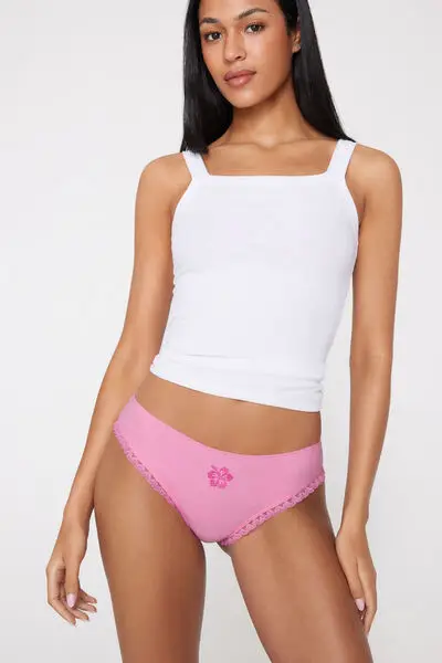 Brasiliano in Cotone a Costine con Ricamo Donna Rosa miniatura 2