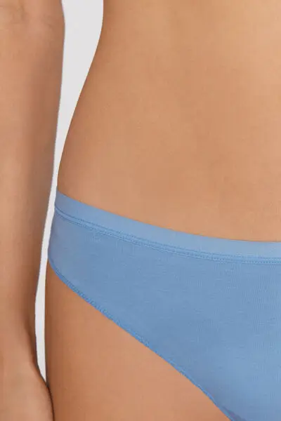 Brasiliano in Cotone Organico Tinta Unita Donna Azzurro miniatura 3