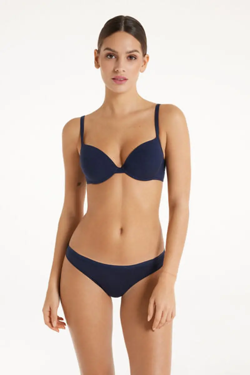Tezenis Brasiliano in Cotone Organico Tinta Unita Donna Blu Taglia S miniatura 3