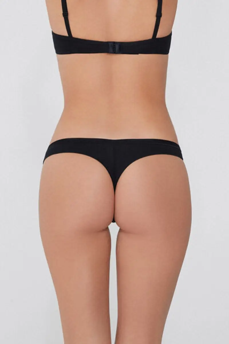 Tezenis Brasiliano in Cotone Organico Tinta Unita Donna Nero Taglia XL miniatura 2