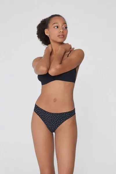 Brasiliano Microfibra Stampata Donna Nero miniatura 2