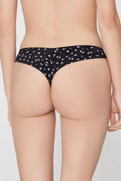 Brasiliano Microfibra Stampata Donna Nero miniatura 3