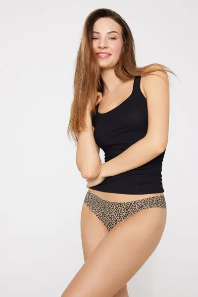 Brasiliano Taglio Vivo in Microfibra Stampata Donna Animalier miniatura 2