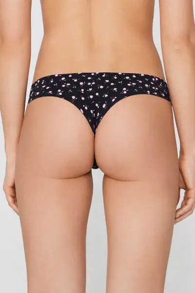 Brasiliano Taglio Vivo in Microfibra Stampata Donna Nero miniatura 3