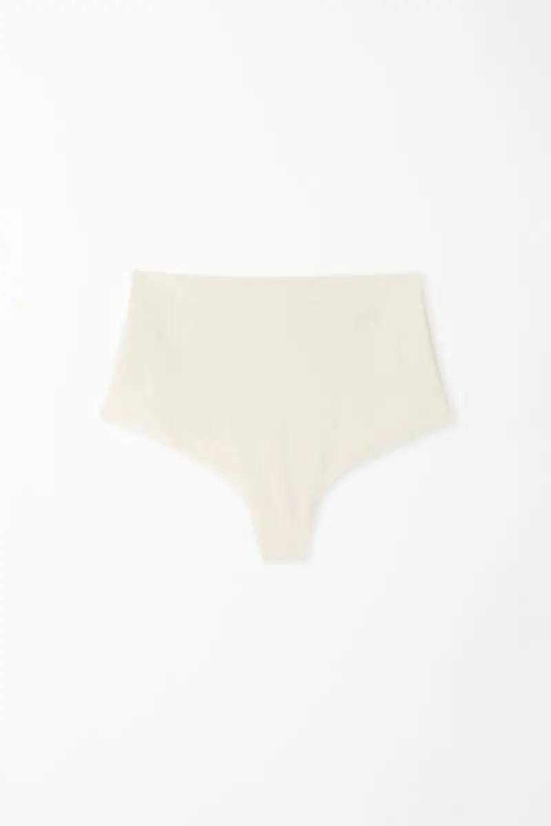 Tezenis Brasiliano Vita Alta Taglio Vivo Microfibra Riciclata Donna Avorio Taglia L