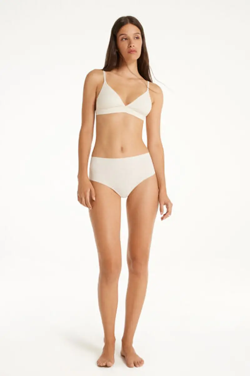 Tezenis Brasiliano Vita Alta Taglio Vivo Microfibra Riciclata Donna Avorio Taglia L miniatura 3