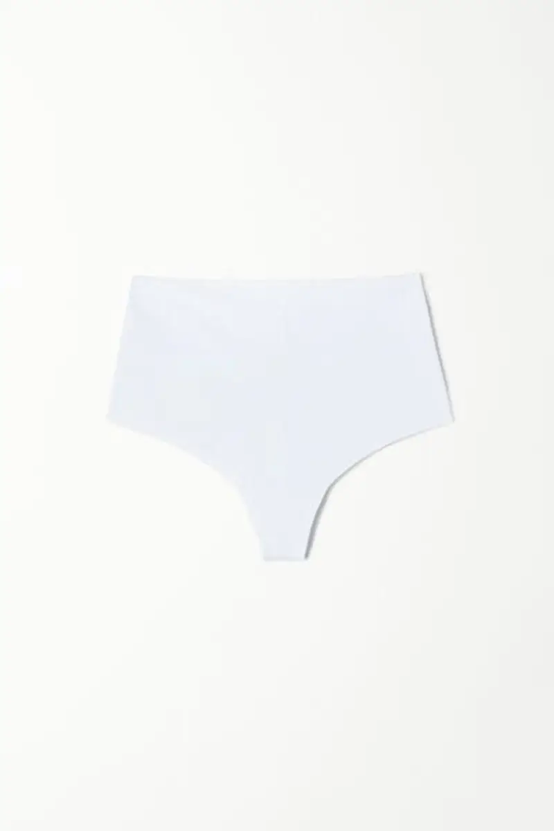 Tezenis Brasiliano Vita Alta Taglio Vivo Microfibra Riciclata Donna Bianco Taglia L