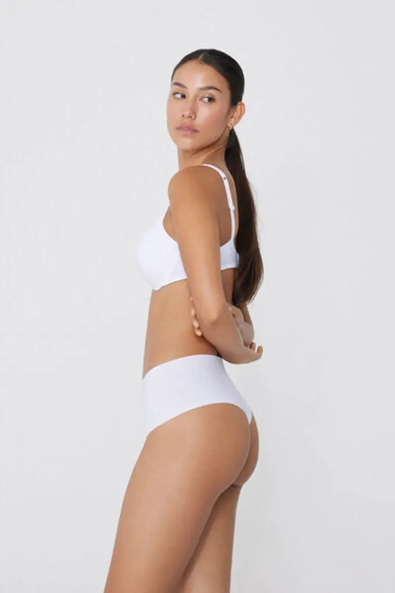 Tezenis Brasiliano Vita Alta Taglio Vivo Microfibra Riciclata Donna Bianco Taglia L miniatura 3