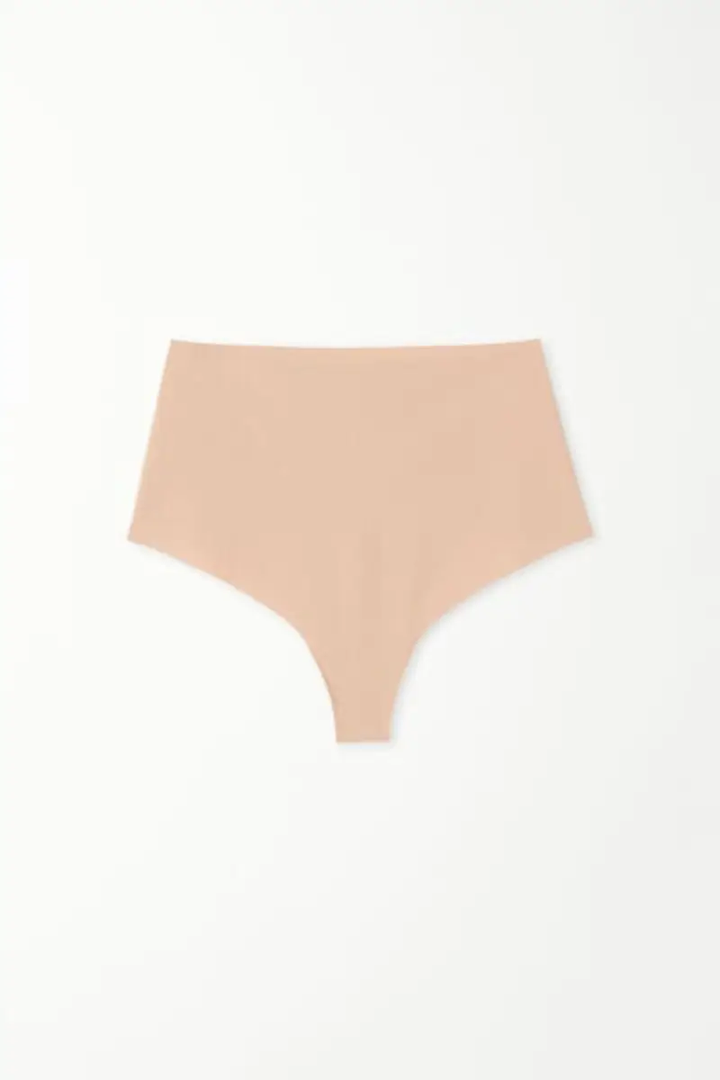 Tezenis Brasiliano Vita Alta Taglio Vivo Microfibra Riciclata Donna Naturale Taglia L