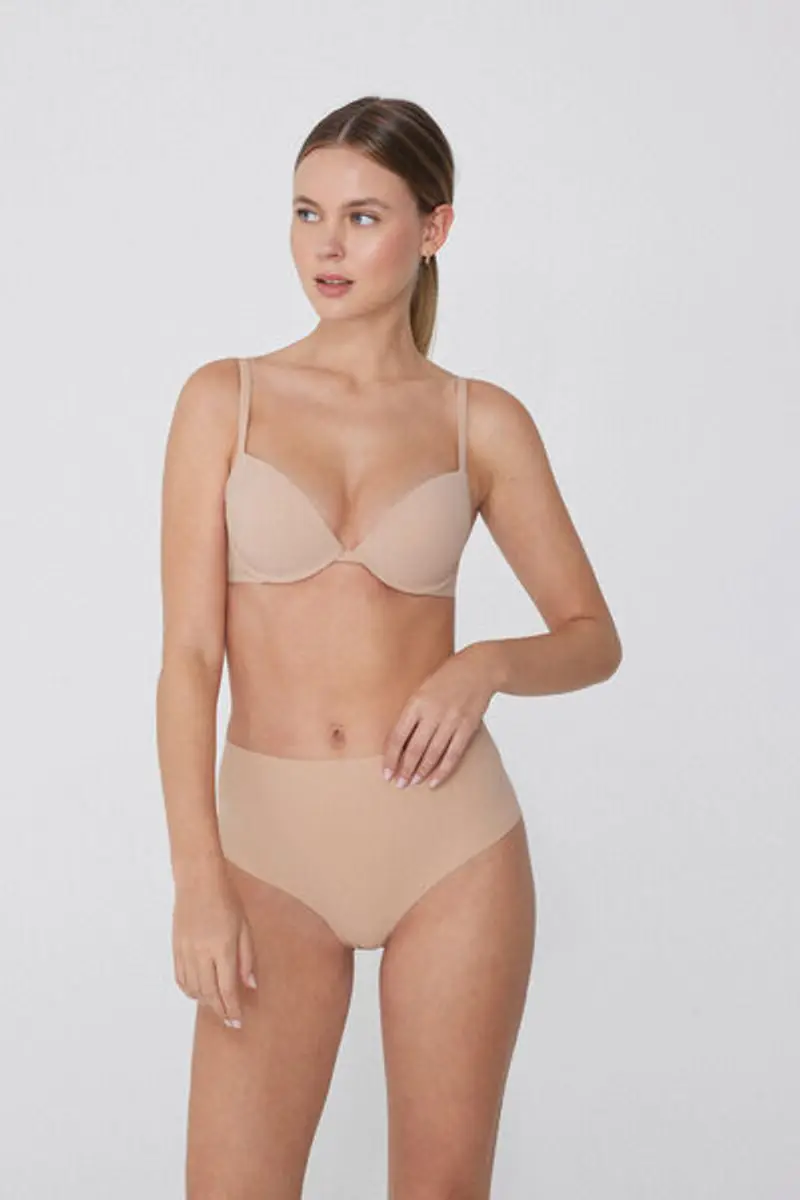 Tezenis Brasiliano Vita Alta Taglio Vivo Microfibra Riciclata Donna Naturale Taglia L miniatura 3