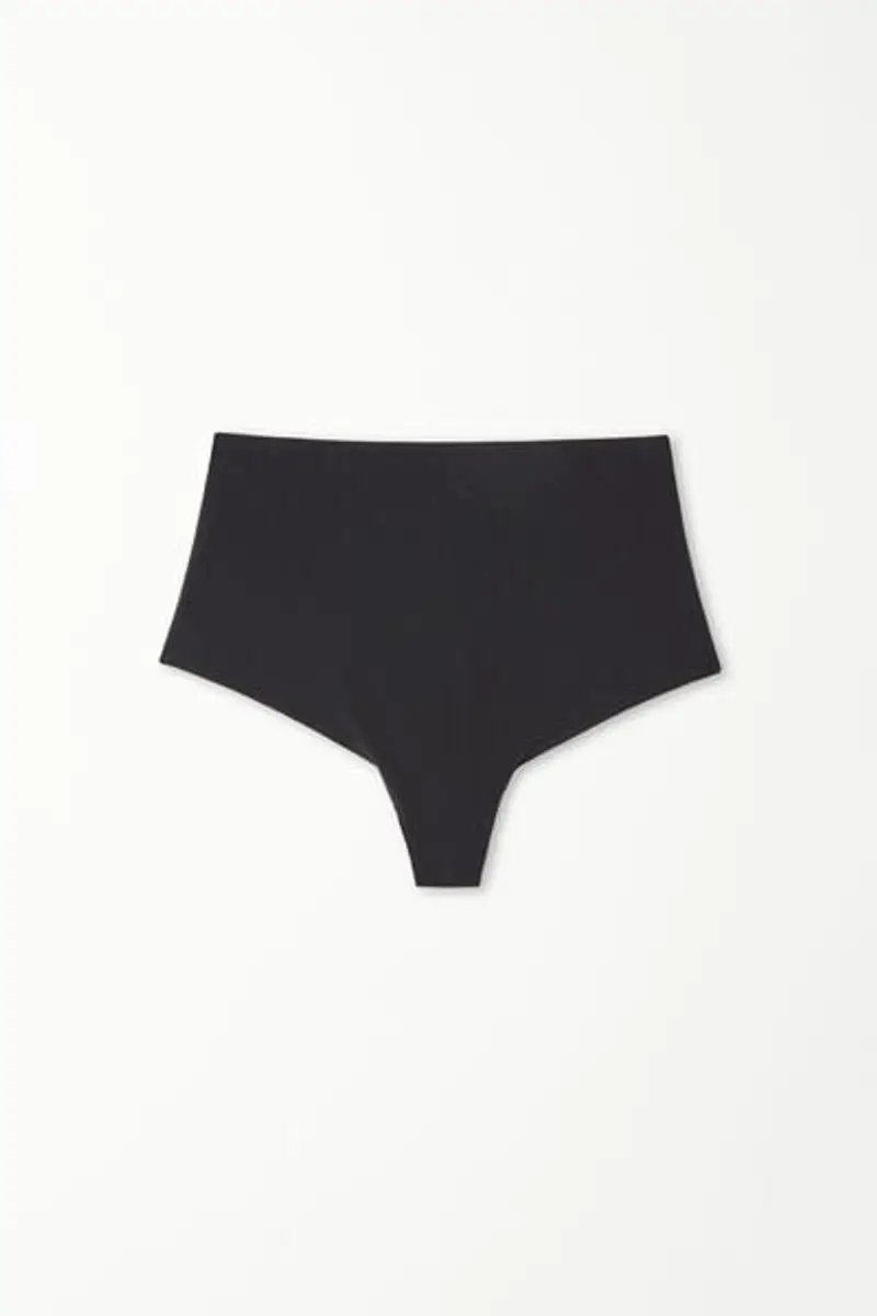 Tezenis Brasiliano Vita Alta Taglio Vivo Microfibra Riciclata Donna Nero Taglia S