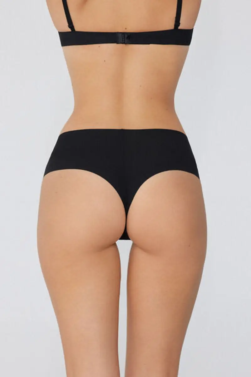 Tezenis Brasiliano Vita Alta Taglio Vivo Microfibra Riciclata Donna Nero Taglia S miniatura 2