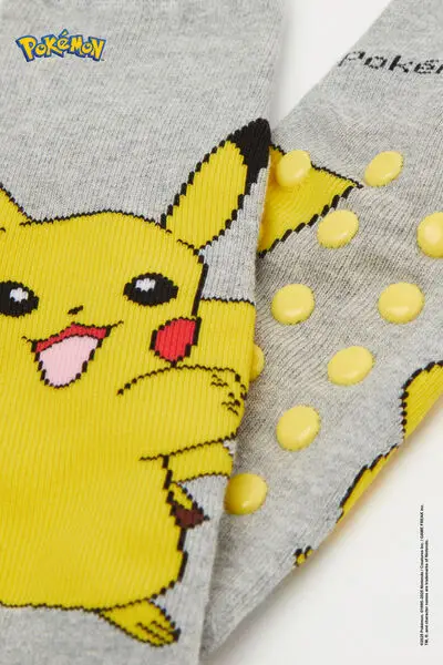 Calzini Antiscivolo con Stampa Pokemon Bimbo Bambino Grigio miniatura 2