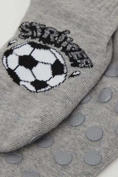 Calzini Antiscivolo Cotone Leggero Fantasia Bimbo Bambino Grigio Chiaro miniatura 2