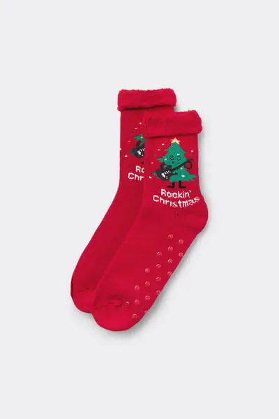 Calzini Antiscivolo Pesanti Fantasia Natale Donna Donna Stampa