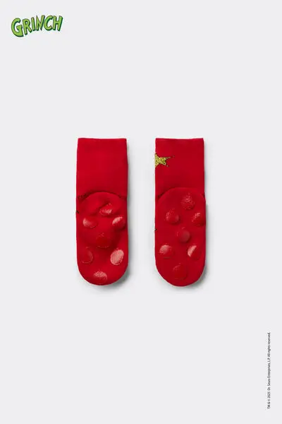 Calzini Corti Antiscivolo Stampa Grinch Bimbi Unisex Unisex miniatura 2