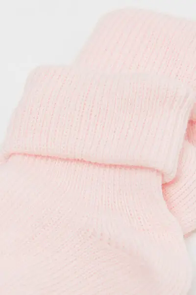 Calzini Corti Bebè a Costine con Risvolto Rosa miniatura 2