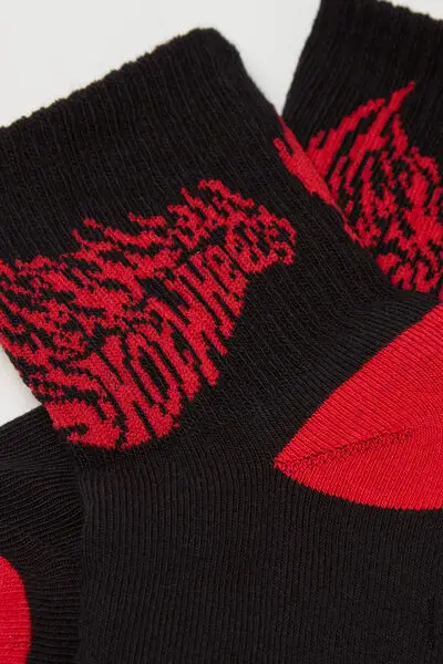 Calzini Corti Cotone Stampa Hot Wheels Bimbo Bambino Nero miniatura 2