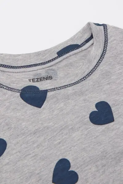 Camicia da Notte Manica Lunga Bimba Cuori Bambina Grigio miniatura 2