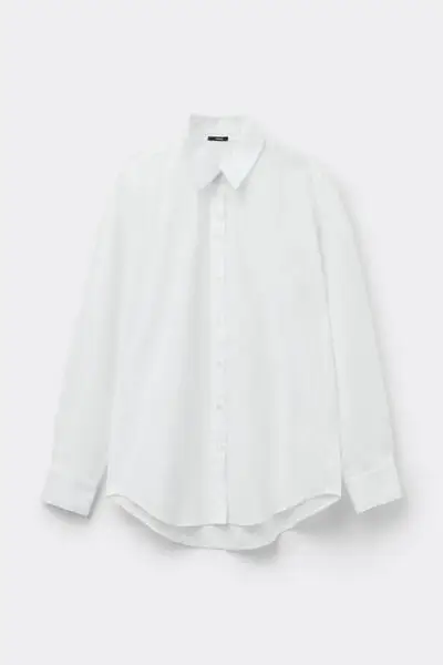 Camicia in Tela di Cotone Donna Bianco miniatura 2