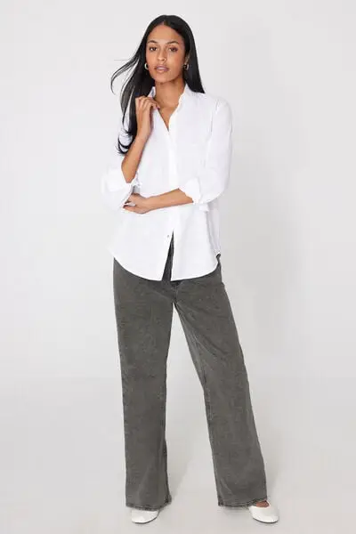 Camicia in Tela di Cotone Donna Bianco