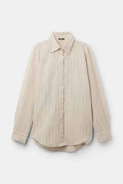 Camicia in Tela di Cotone Donna Naturale miniatura 2