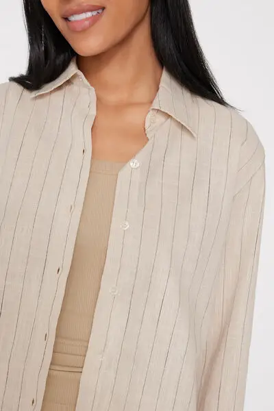 Camicia in Tela di Cotone Donna Naturale miniatura 3